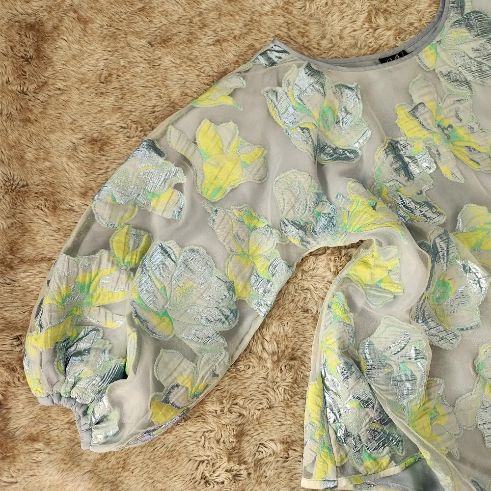 Arianne Elmy Magnolia Floral Good Luck Dress In Sea Combo Women's Size Medium - Picture 3 of 15